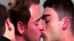 youthful Hunks bare Threeway End With beautiful Facial