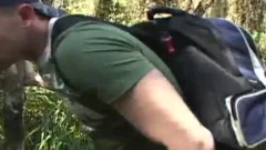 Muscle ripped latino has nakedback outdoor sex
