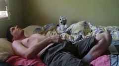 teen Fur undresss, Edges, Plays with Female Husky toy
