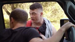 Justin Matthews bones Ripped & Shirtless Hitchhiker