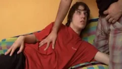 Caucasian couple bareback anal fucking