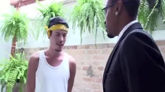 Large darksome penis bonks dude