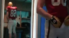 nasty jock jerking off in football gear