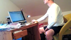 Berndis Jerking For web camera In Front Of Looking Himself On PC