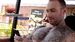 An Inked Tattoo Hunky admirable hairless Has Somee butthole Twerk smth And Then Unloads A jizz flow