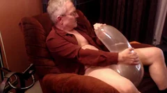 Balloonbanger 61) Daddy blowing Up 17inch Balloon, Jerk, cum And Pop!