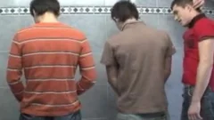legal age teenager bare Threeway In Public Restroom