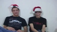Skinny Xmas teens plowing In group