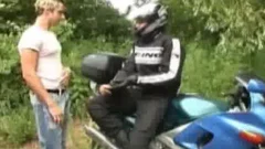 Young twink sucking uncut dick in public