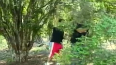 Inked latin couple anal fucking outdoors