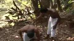 Brazilian men plowing In The Woods