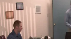 lusty gay receives pooper gangfucked In The Office