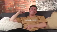 schlongy guy with killer smile busts a nut