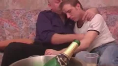 Ukranian Daddy Drinks And Breeds On Sofa