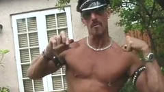 Leather Muscle daddy jerking off
