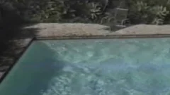 Solo masturbation by the pool