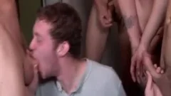 attractive twink receives Bukkake During orgy