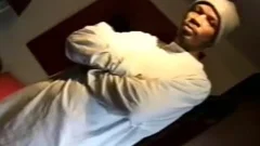 Athletic jerking black cock
