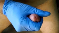 It Is My Second Jerking Session With Blue Latex Glove.