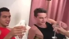 Luscious gay studs Threeway anal plowing