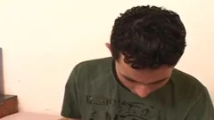 Tan, long haired Latino slings big penis