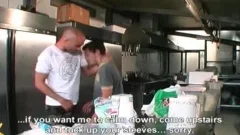 Latin gay lovers bandplowing fascinating arse In Kitchen During Work