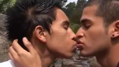 Two boys Make Out And bang Outside In The Wilderness