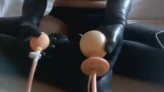 Latex jerk off