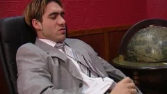 menatplay: Power Trip in Black Leather Chair