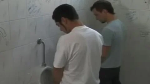 Argentinian males poke in a restroom