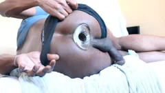 a-hole Monkey - anal Gaping With XL Buttplug And three monstrous Dildos