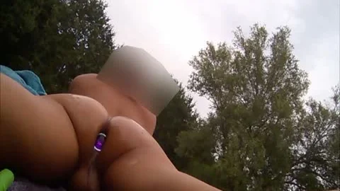 ass joy On The in nature's garb Beach With My Purple Buttplugg