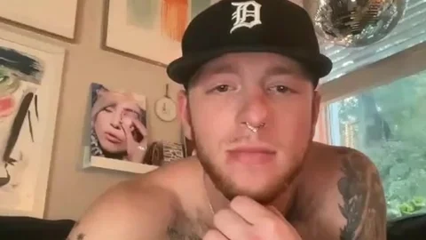kinky American lad With Tattoos dildos wazoo On cam