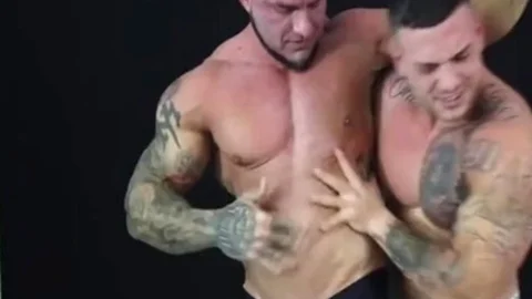 Tattooed Muscle teens Wrestling