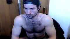 Muscle bushy man jack off