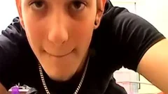 charming brunette Emo teen Austin With Tattoos jerking off His dick