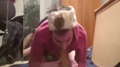 SISSY Femboy CROSSDRESS Deepthroating And Riding dildo