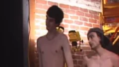 bare guy Slurps spunk