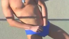 lascivious Blond Model In Speedos
