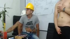three Workers bang And wank Each Other