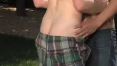 Curious chicks fuck outside