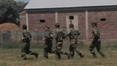 Athletic in military rough orgy outdoors