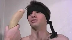 Blindfmatureed guy receives sex tool booty slamed