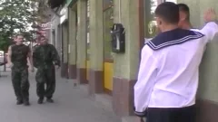 Navy &amp; Army twink's Military fuckfest