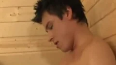 Two youthful faggots are rejoicing at the healthy ga-ga in sweating-room