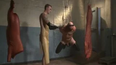 Muscled Hunk Suspended In The meat Locker