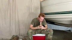 Active Duty: Tattooed Hunk Stroking for Joy