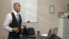 excited gay gets Nailed And Cummed In The Office
