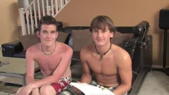 giving a kiss boys have a fun jerking off