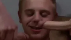 knob Hungry twink loves Bukkake facials